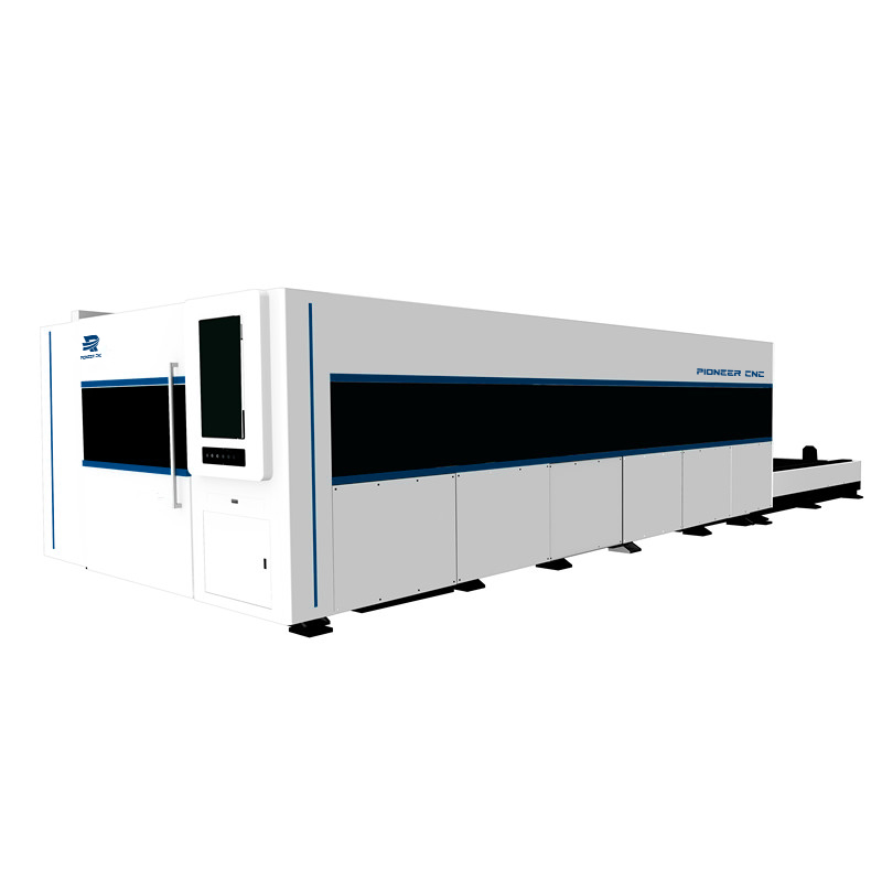 Máquina de corte a laser de fibra com plataforma intercambiável de gabinete completo